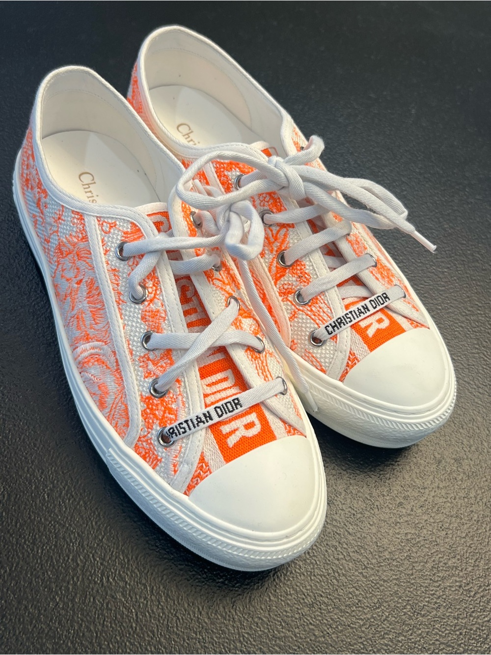 Dior Orange & White Low-Top Sneakers